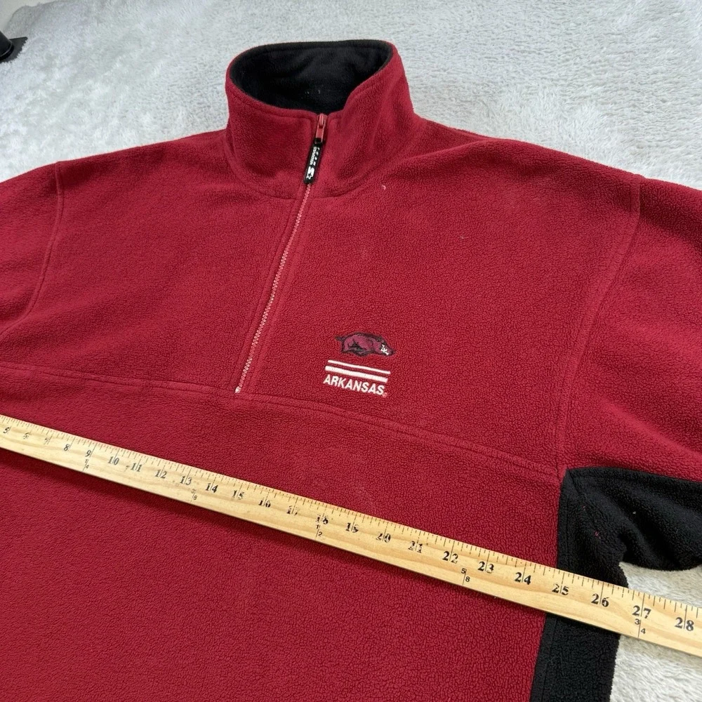 Arkansas Razorbacks Sweatshirt Mens XL Red Fleece Starter 1/4 Zip Pullover Y2K